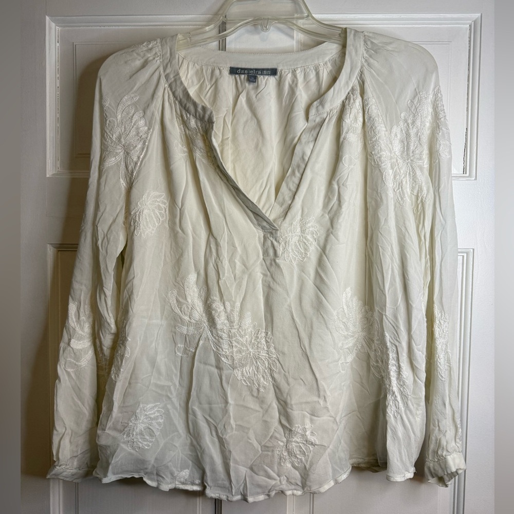 Daniel Rainn Floral Embroidered Double Lined Blouse